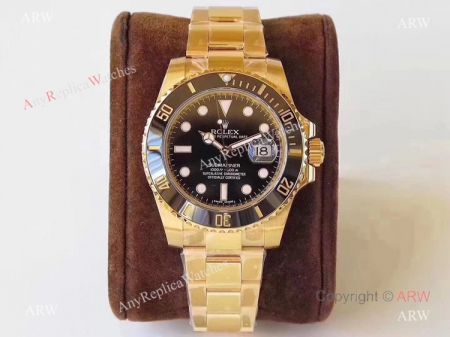 Best 1:1 Replica VR Factory 'MAX Version' Rolex Submariner Black Dial Real 18K Yellow Gold Watch 40mm